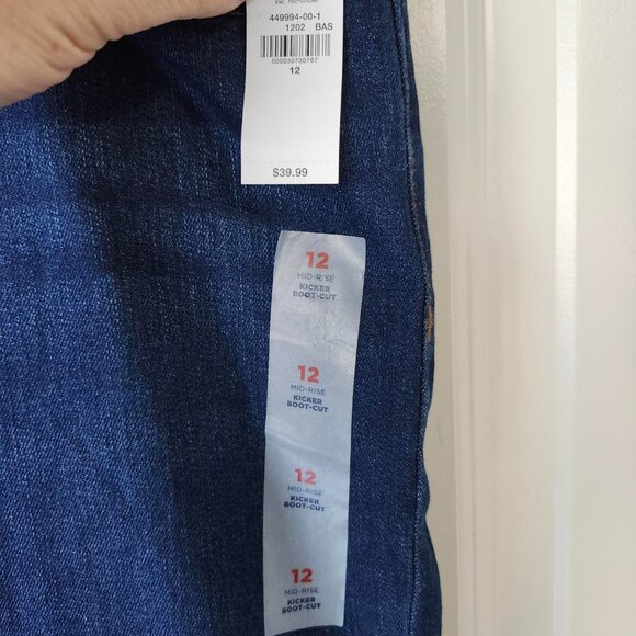2 Pair Old Navy Kicker Boot Cut Jeans - Blue and Black - Size 12 - NWT - Picture 3 of 9